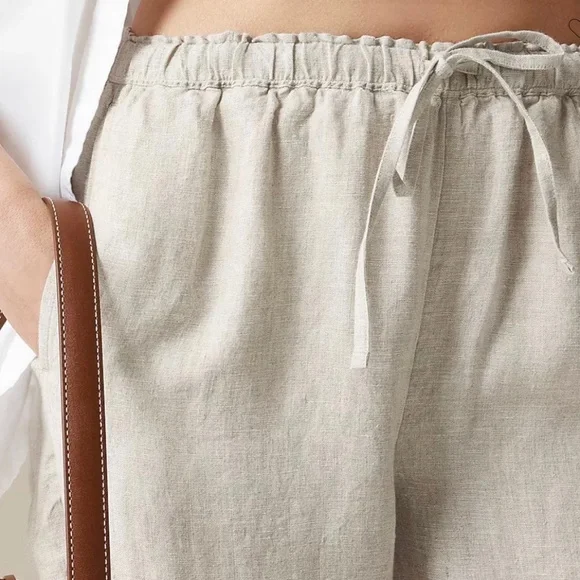 J Crew Soleil Linen Pull On Drawstring Waist Pant Flax SZ XS - Picture 2 of 14